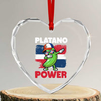 Platano Power Heart Crystal Glass Ornament Funny Dominican Republic Flag Baseball