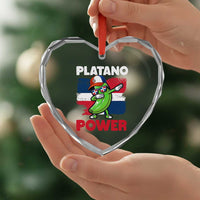 Platano Power Heart Crystal Glass Ornament Funny Dominican Republic Flag Baseball