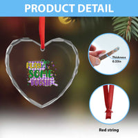 Play Some Boosie Mardi Gras Heart Crystal Glass Ornament Funny Fat Tuesday Coquette Louisiana Carnival