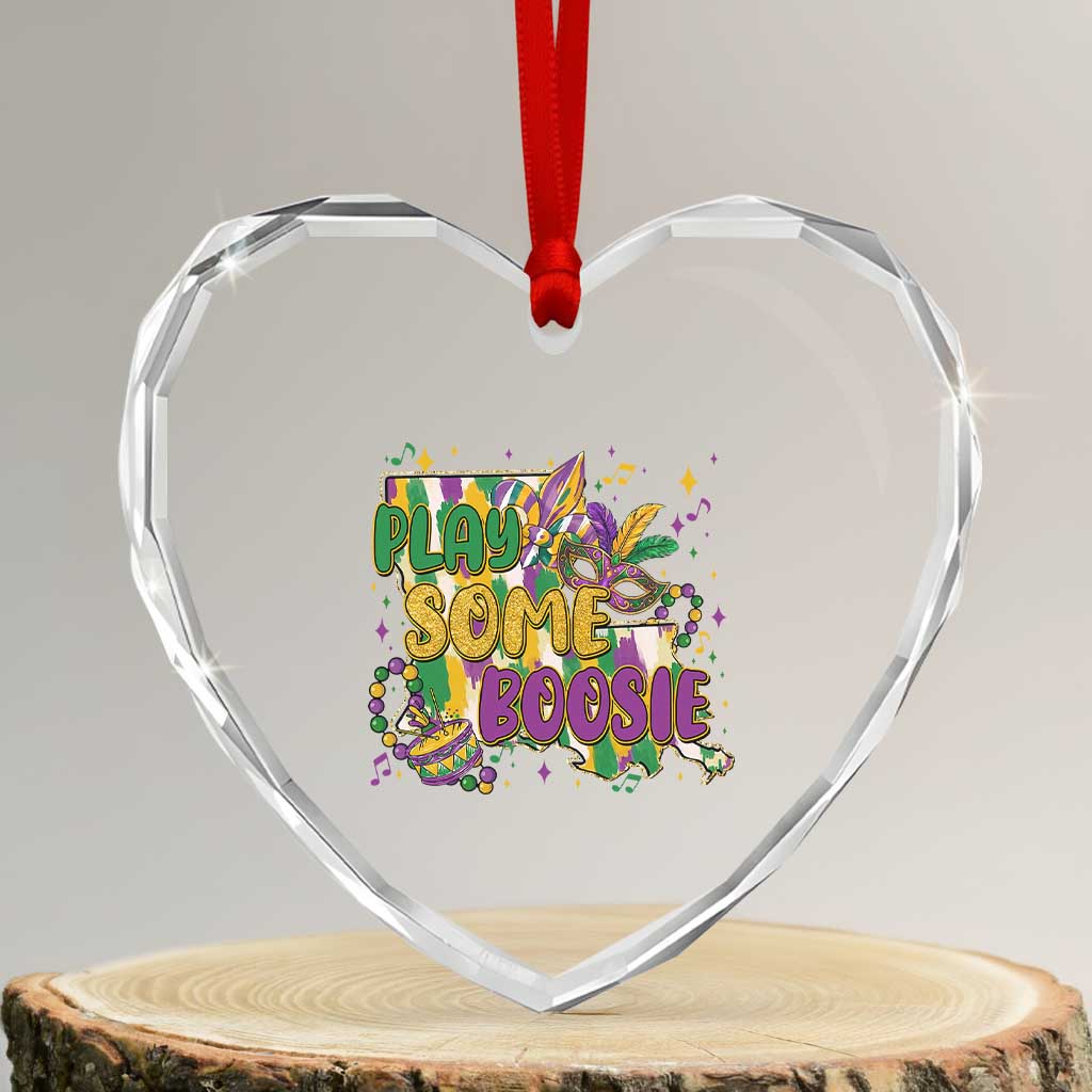 Play Some Boosie Mardi Gras Heart Crystal Glass Ornament Funny Louisiana New Orleans Carnival