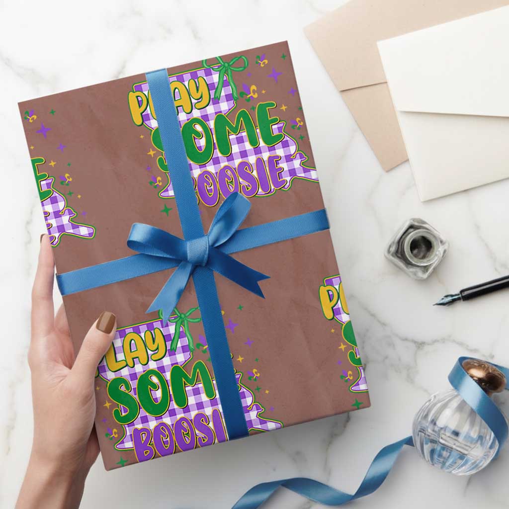 Play Some Boosie Mardi Gras Wrapping Paper Roll Funny Fat Tuesday Coquette Louisiana Carnival
