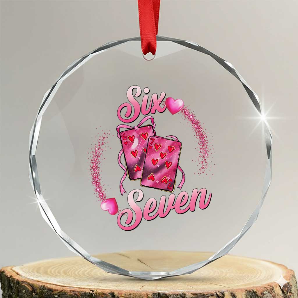 Playing Cards 67 Of Hearts Crystal Glass Ornament Six Seven Valentine Meme