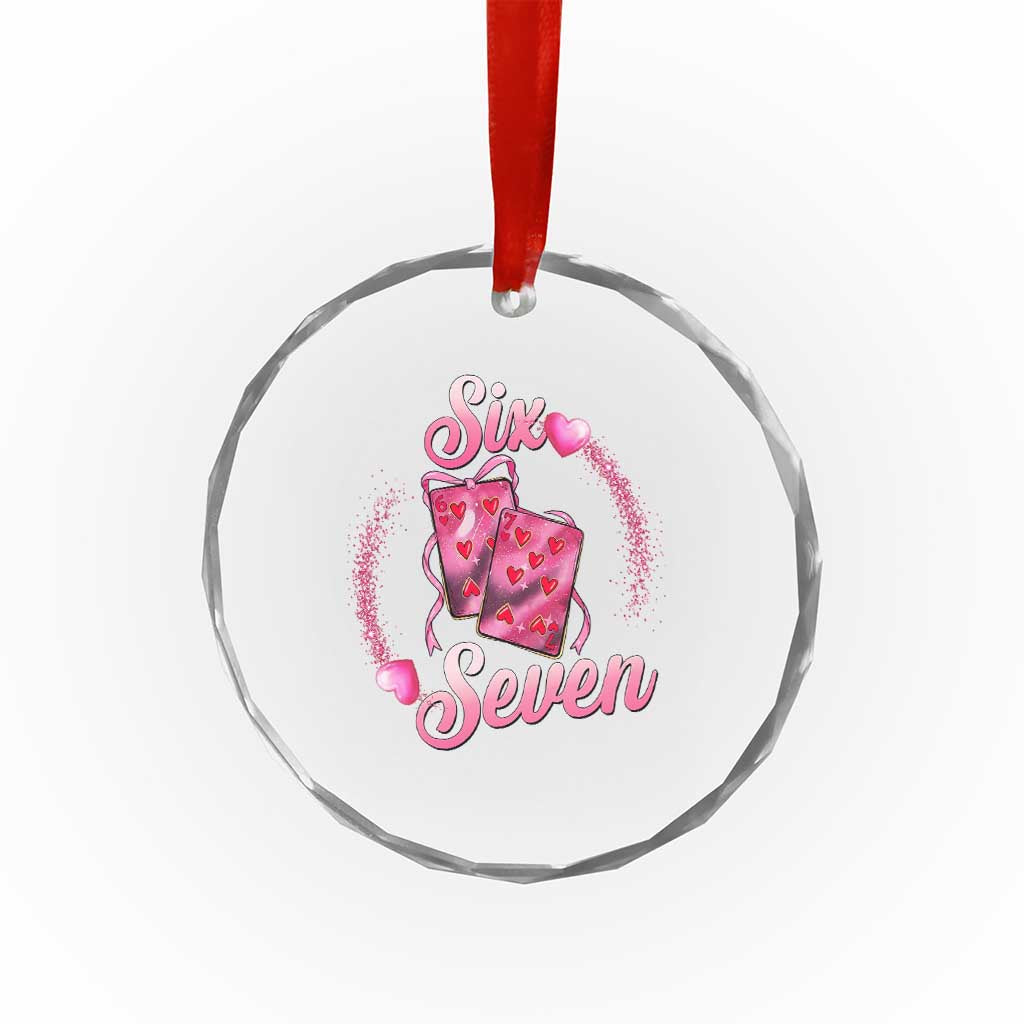 Playing Cards 67 Of Hearts Crystal Glass Ornament Six Seven Valentine Meme