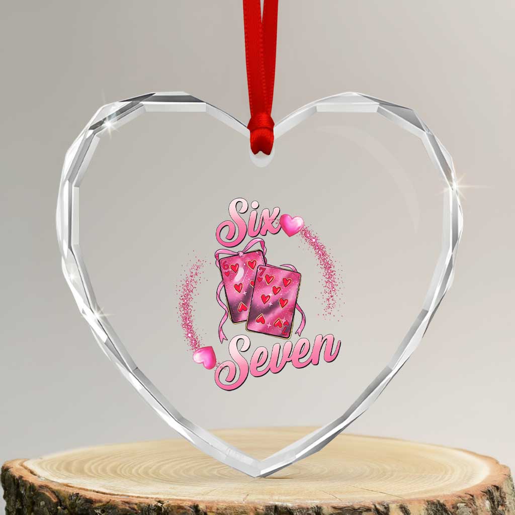 Playing Cards 67 Of Hearts Heart Crystal Glass Ornament Six Seven Valentine Meme