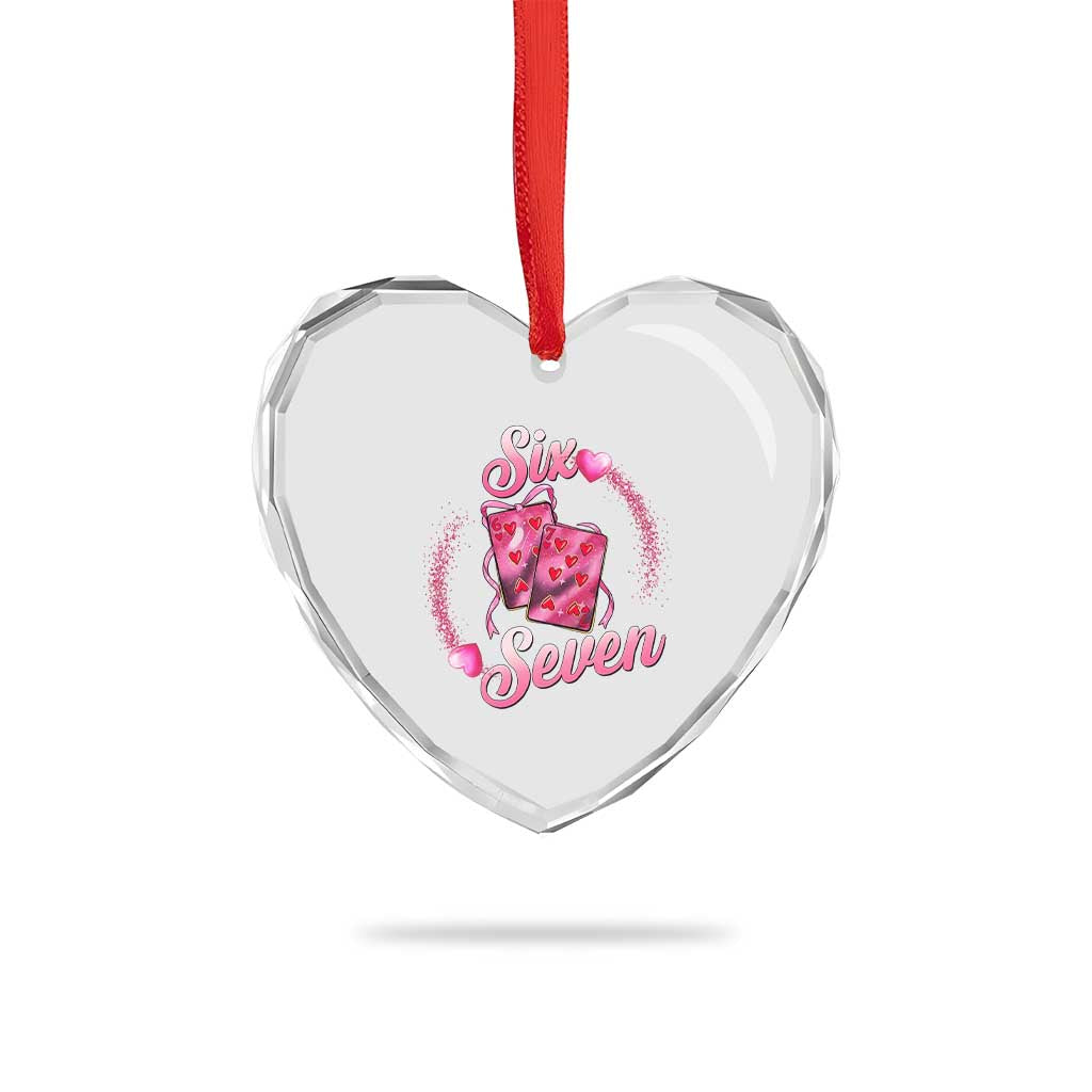 Playing Cards 67 Of Hearts Heart Crystal Glass Ornament Six Seven Valentine Meme