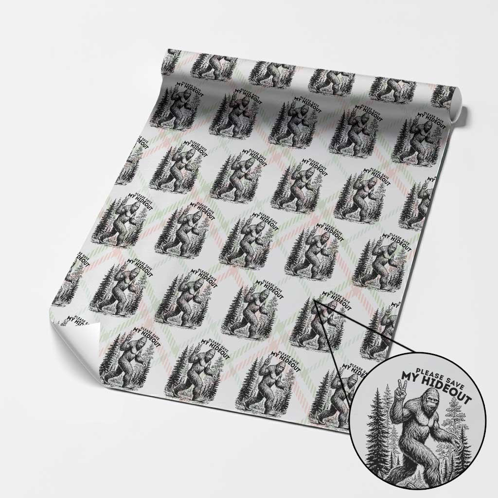 Please Save My Hideout Wrapping Paper Roll Bigfoot Forest Protector