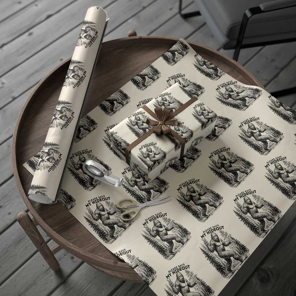 Please Save My Hideout Wrapping Paper Roll Bigfoot Forest Protector