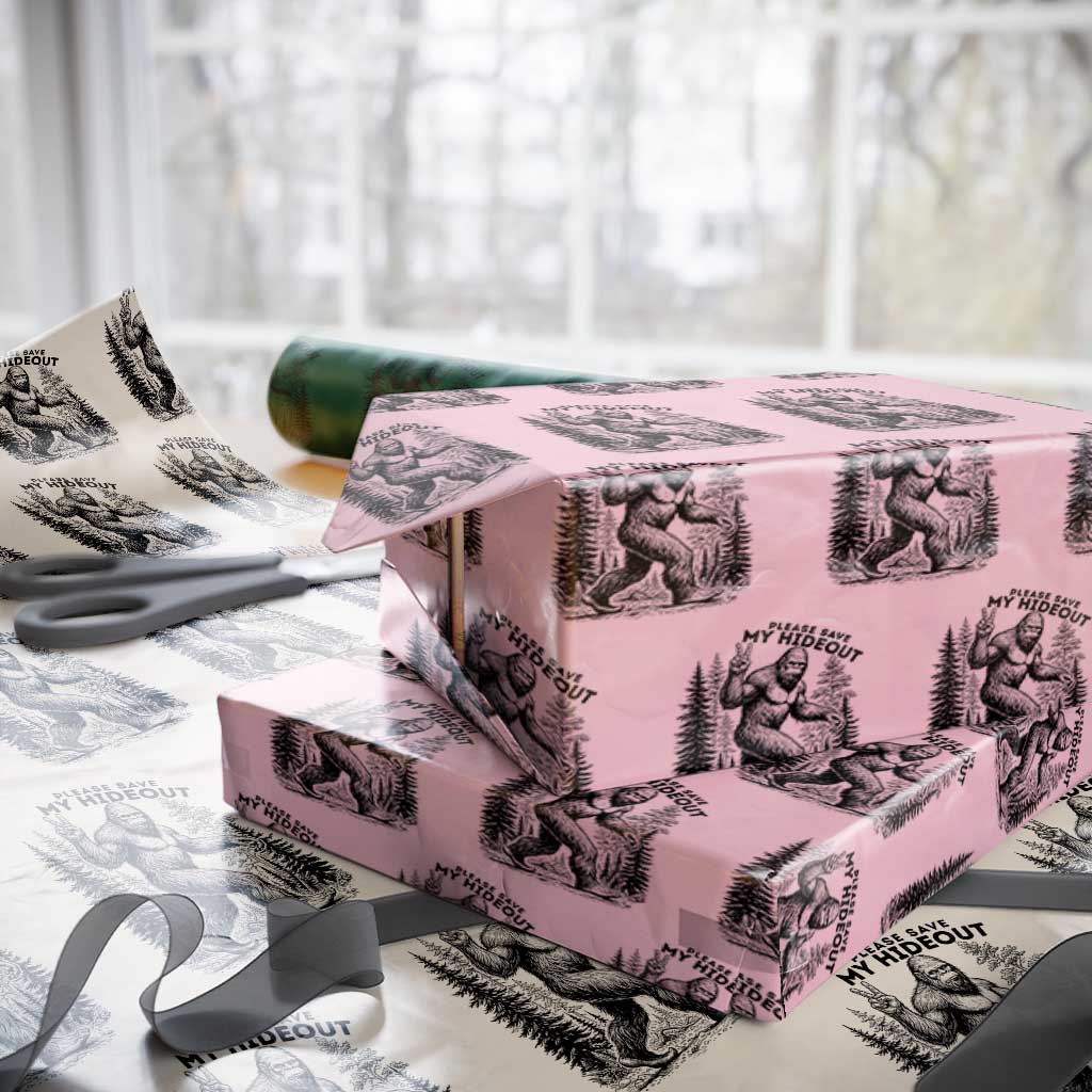 Please Save My Hideout Wrapping Paper Roll Bigfoot Forest Protector