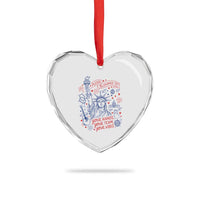 Pledge Allegiance To Your Hands Team Vibes Heart Crystal Glass Ornament Statue of Liberty Doodle Americana Graphic