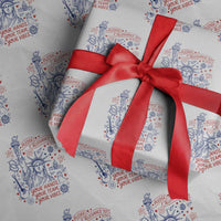 Pledge Allegiance To Your Hands Team Vibes Wrapping Paper Roll Statue of Liberty Doodle Americana Graphic