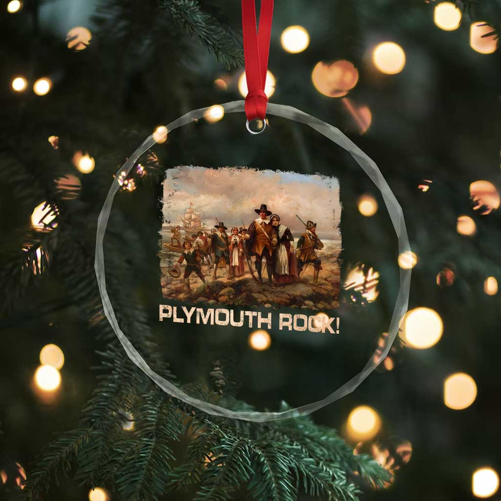 Plymouth Rock Crystal Glass Ornament Mayflower Pilgrims Thanksgiving History - Wonder Print Shop