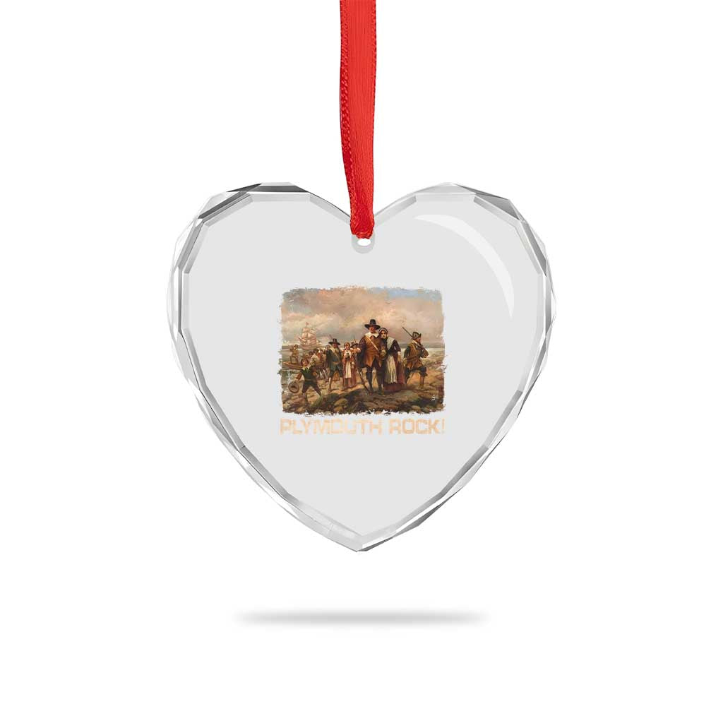 Plymouth Rock Heart Crystal Glass Ornament Mayflower Pilgrims Thanksgiving History - Wonder Print Shop