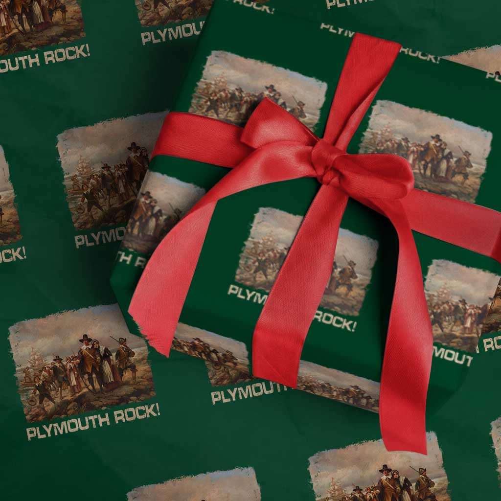 Plymouth Rock Wrapping Paper Roll Mayflower Pilgrims Thanksgiving History - Wonder Print Shop