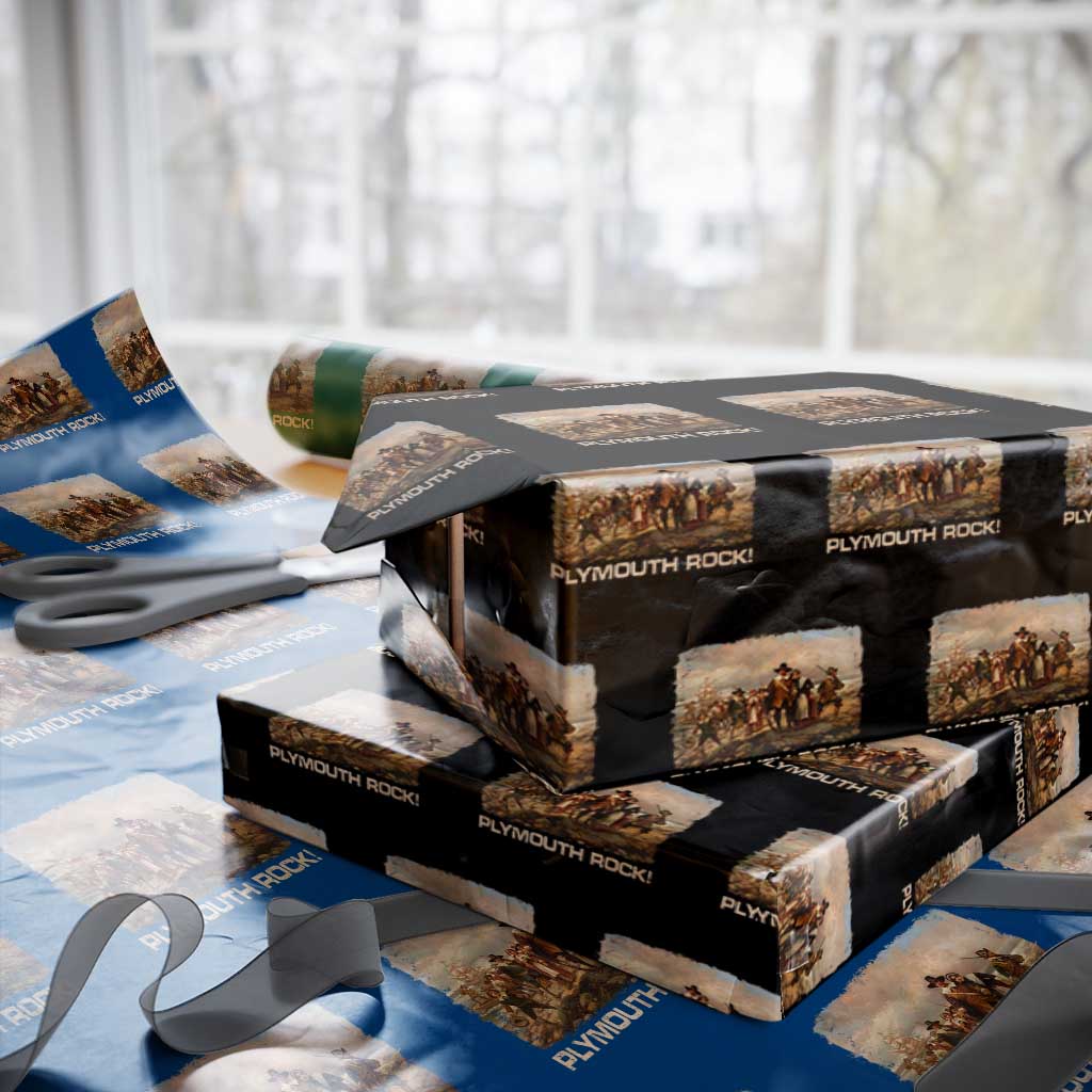 Plymouth Rock Wrapping Paper Roll Mayflower Pilgrims Thanksgiving History - Wonder Print Shop