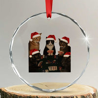 Poker Cats Christmas Meme Shirt Crystal Glass Ornament Funny Gambling Cat - Wonder Print Shop
