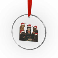 Poker Cats Christmas Meme Shirt Crystal Glass Ornament Funny Gambling Cat - Wonder Print Shop