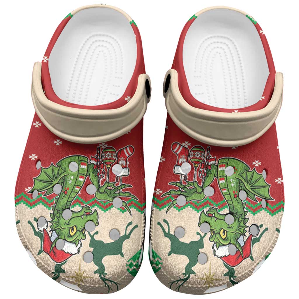 Poland Dinosaur Christmas Clogs Shoes Polish Smok Wawelski Wesołych Swiat - Wonder Print Shop