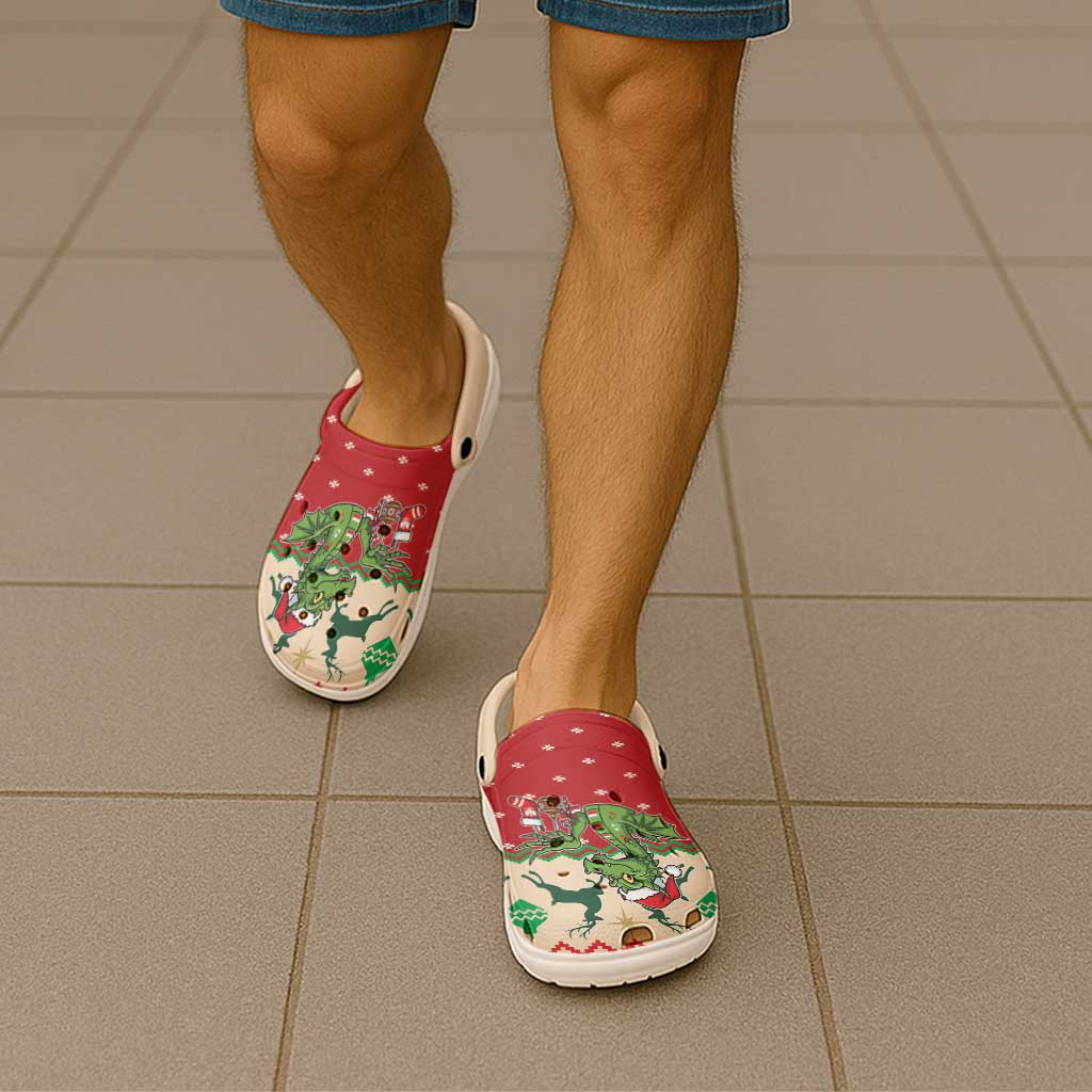 Poland Dinosaur Christmas Clogs Shoes Polish Smok Wawelski Wesołych Swiat - Wonder Print Shop