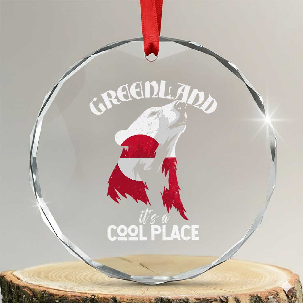 Polar Bear Greenland Flag Graphic Crystal Glass Ornament It's a Cool Place Arctic Circle