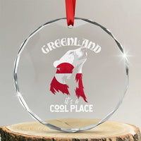 Polar Bear Greenland Flag Graphic Crystal Glass Ornament It's a Cool Place Arctic Circle