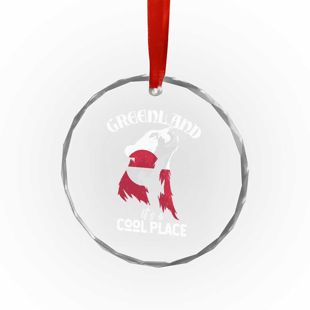 Polar Bear Greenland Flag Graphic Crystal Glass Ornament It's a Cool Place Arctic Circle