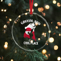 Polar Bear Greenland Flag Graphic Crystal Glass Ornament It's a Cool Place Arctic Circle