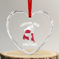 Polar Bear Greenland Flag Graphic Heart Crystal Glass Ornament It's a Cool Place Arctic Circle