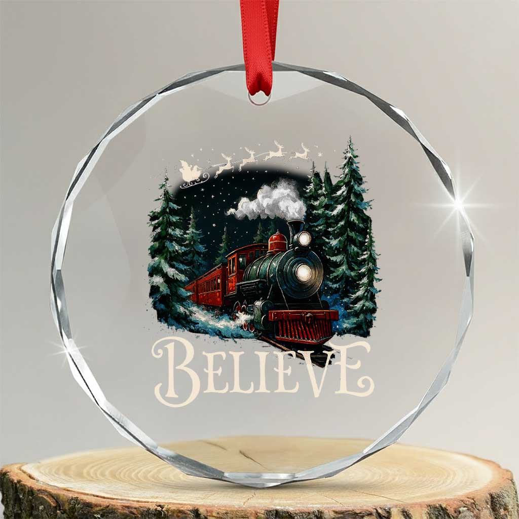 Polar Express Crystal Glass Ornament Christmas Believe - Wonder Print Shop