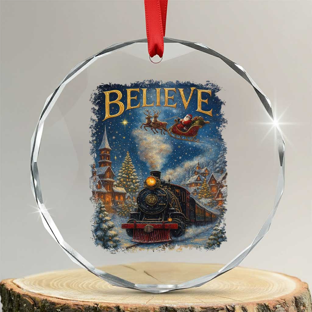 Polar Express Crystal Glass Ornament Retro Vintage Christmas Believe - Wonder Print Shop