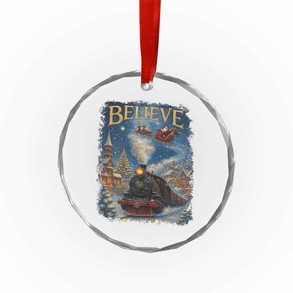 Polar Express Crystal Glass Ornament Retro Vintage Christmas Believe - Wonder Print Shop