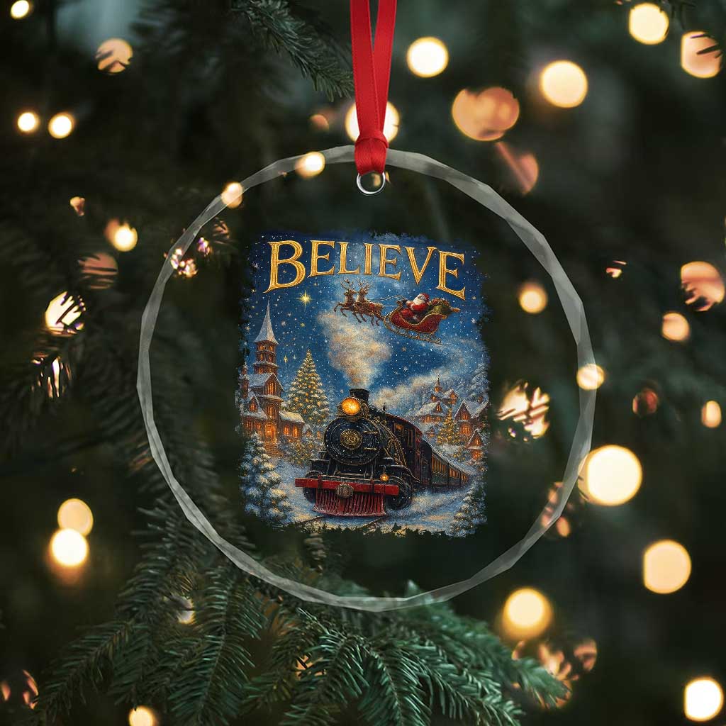 Polar Express Crystal Glass Ornament Retro Vintage Christmas Believe - Wonder Print Shop