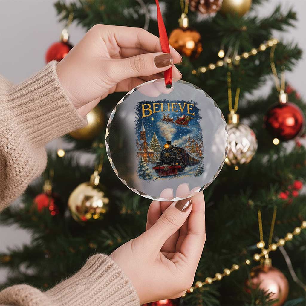 Polar Express Crystal Glass Ornament Retro Vintage Christmas Believe - Wonder Print Shop