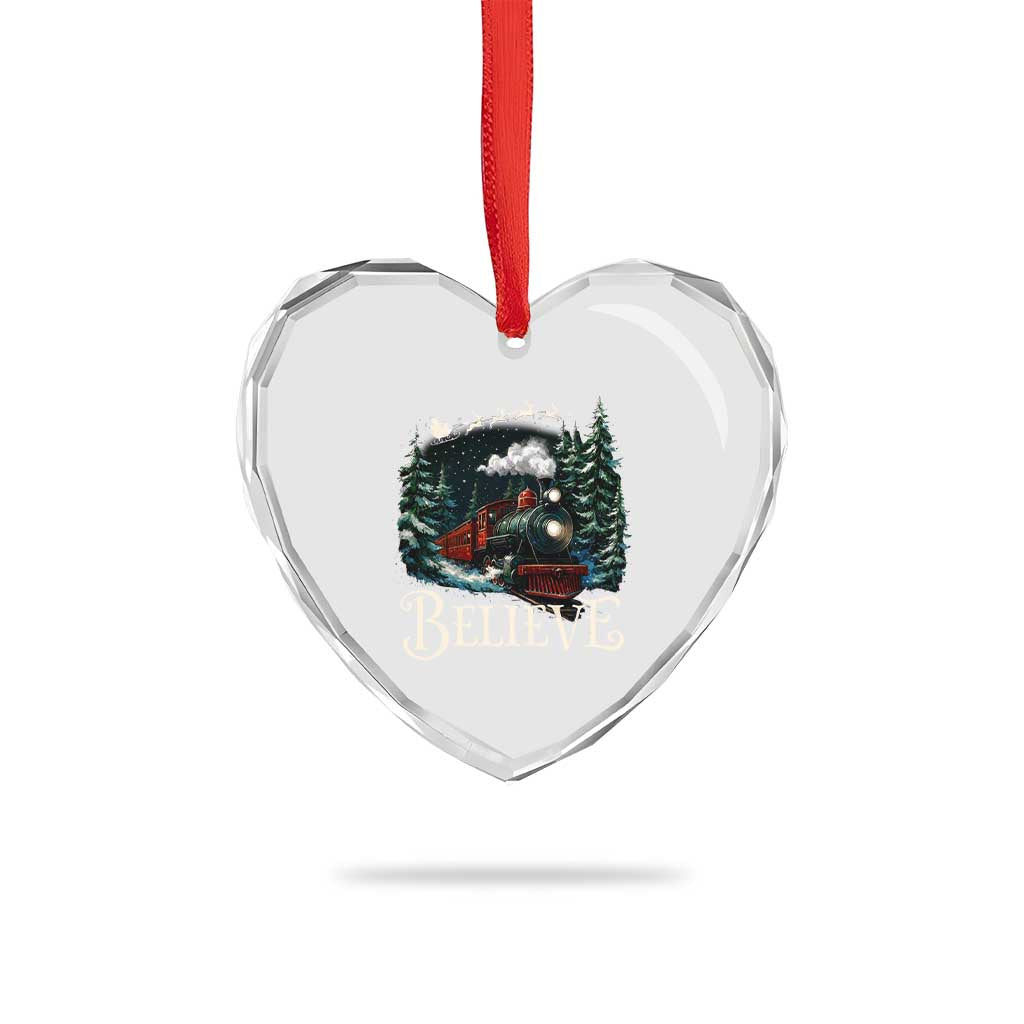 Polar Express Heart Crystal Glass Ornament Christmas Believe - Wonder Print Shop