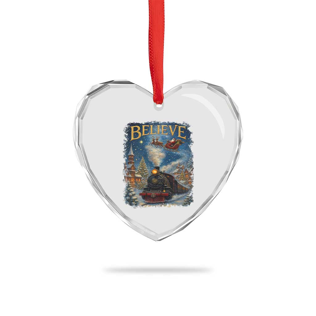 Polar Express Heart Crystal Glass Ornament Retro Vintage Christmas Believe - Wonder Print Shop