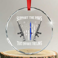 Police K9 Crystal Glass Ornament Support The Paws That Enforce The Laws American Flag TS10