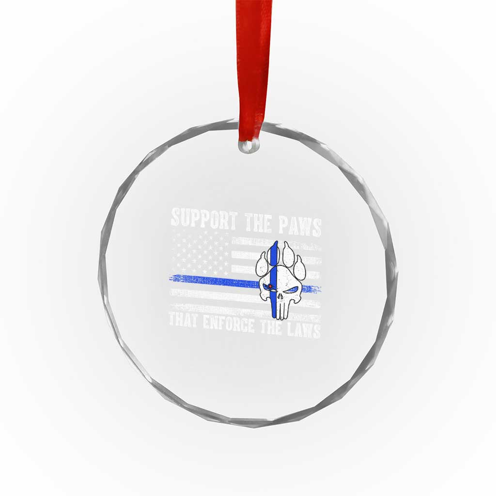Police K9 Crystal Glass Ornament Support The Paws That Enforce The Laws US Flag TS10