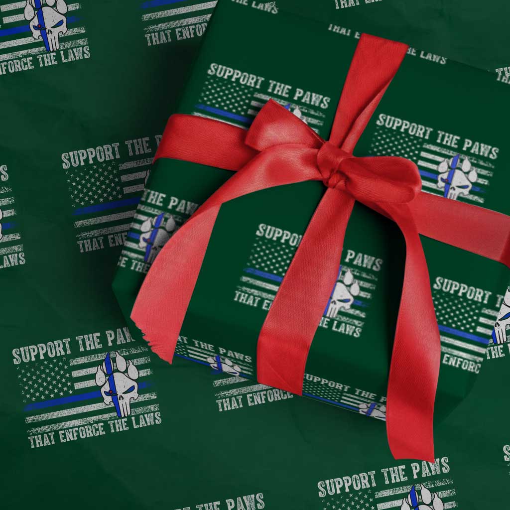 Police K9 Wrapping Paper Roll Support The Paws That Enforce The Laws US Flag - Wonder Print Shop
