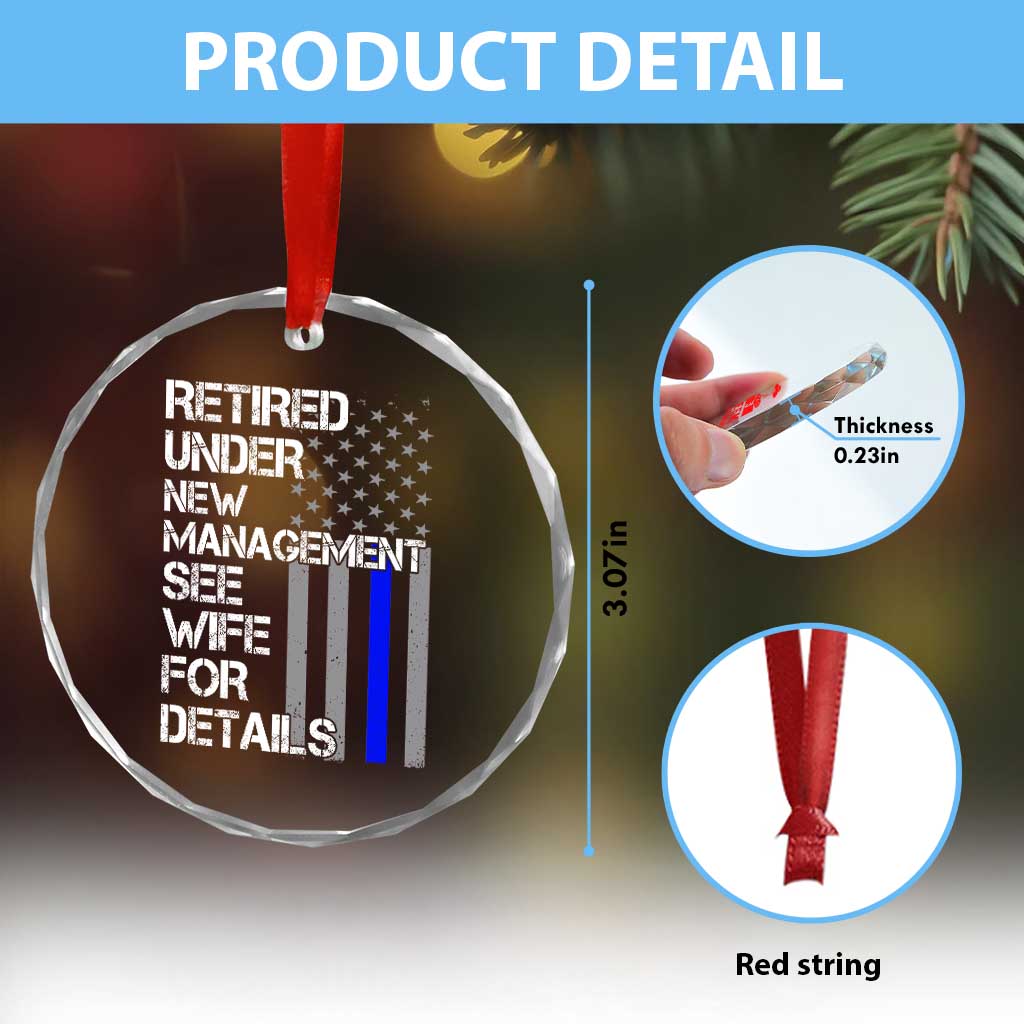 Police Retirement Crystal Glass Ornament Retired Under New Management See Wife For Details TS10