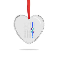 Police Suicide Prevention Awareness American Flag Ribbon Support Heart Crystal Glass Ornament