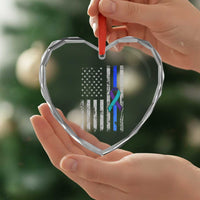 Police Suicide Prevention Awareness American Flag Ribbon Support Heart Crystal Glass Ornament