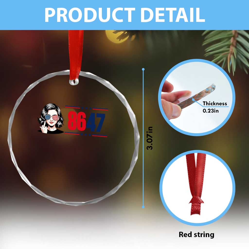 Political Activist 8647 Crystal Glass Ornament Freedom Satire Protest Graphic