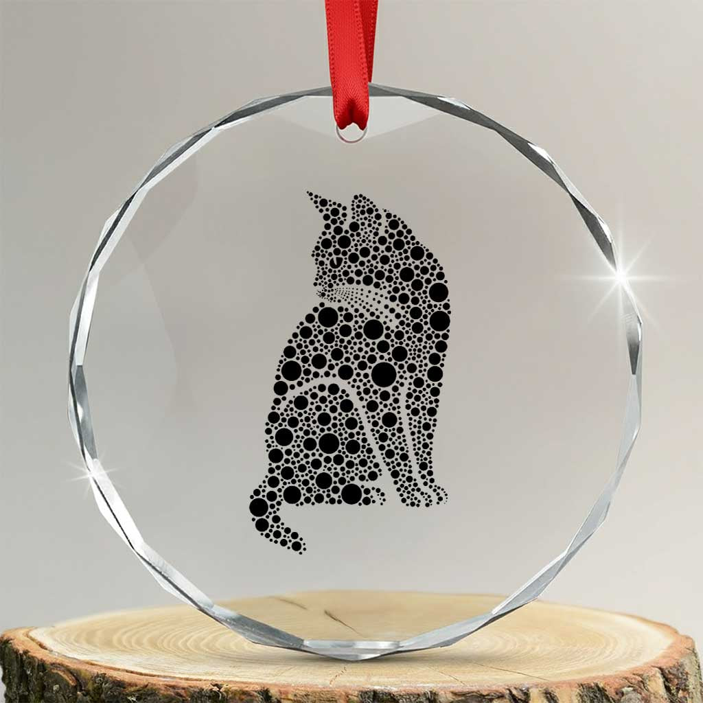 Polka Dot Black Cat Crystal Glass Ornament International Dot Day Gift