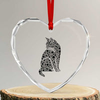 Polka Dot Black Cat Heart Crystal Glass Ornament International Dot Day Gift