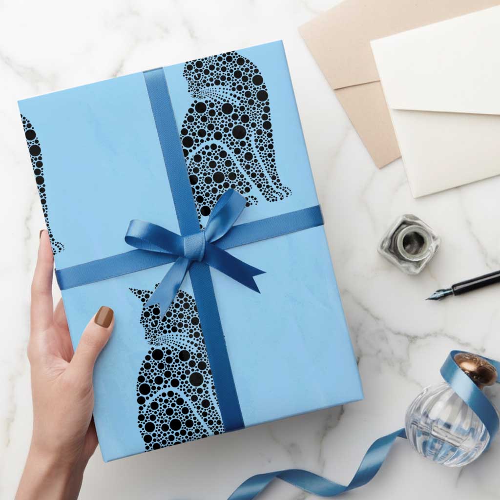 Polka Dot Black Cat Wrapping Paper Roll International Dot Day Gift