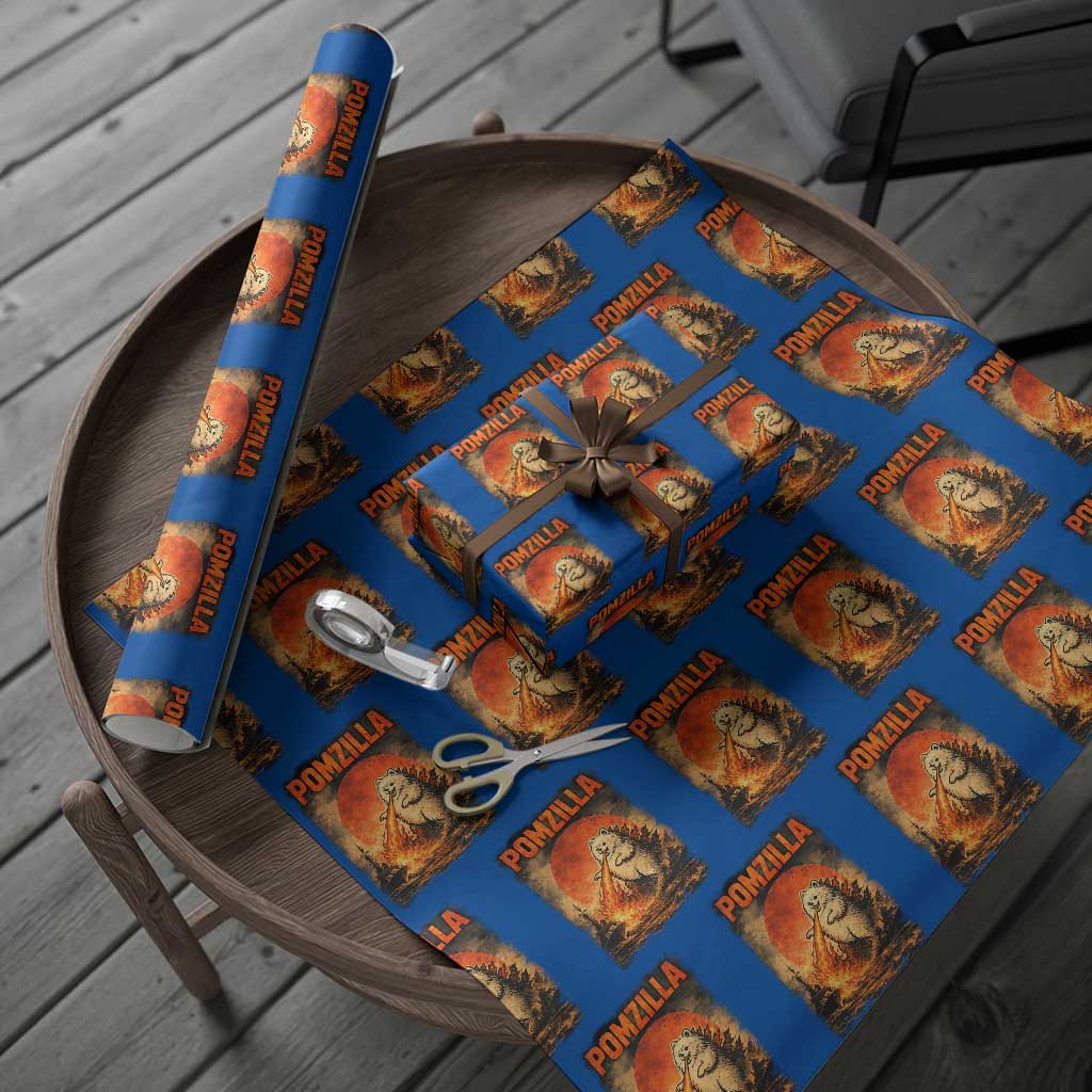Pomzilla Dog Japanese Art Wrapping Paper Roll Retro Vintage Dog Lover Pomeranian Pom Monster Kaiju