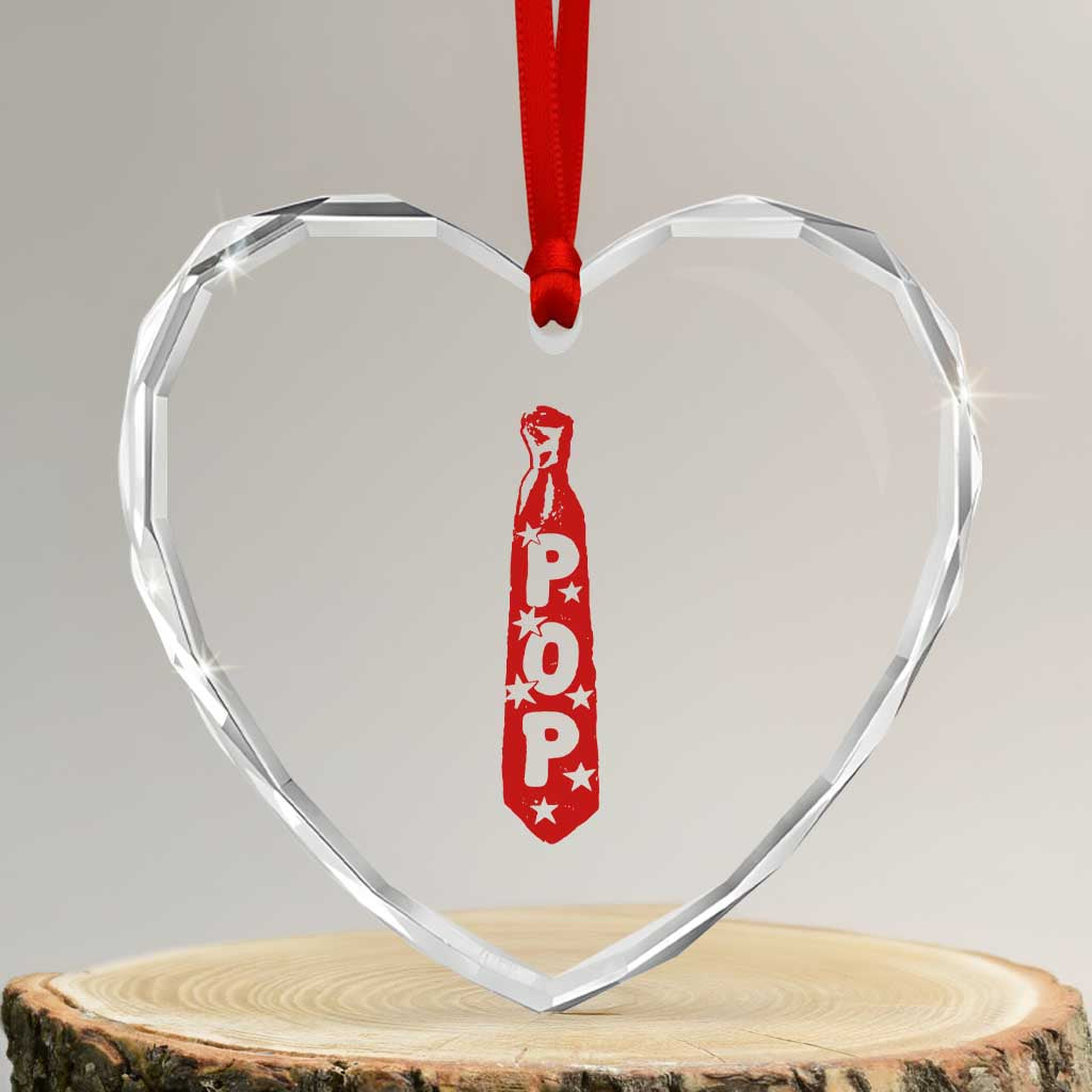 Pop Tie Star Dad Music Lover Fathers Day Heart Crystal Glass Ornament