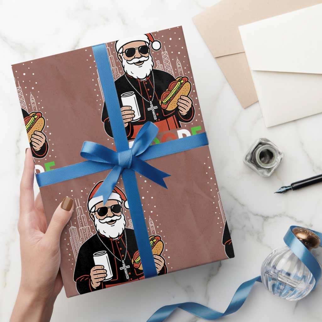 Pope Leo XIV Christmas Wrapping Paper Roll Cardinal Robert Prevost Santa Chicago - Wonder Print Shop