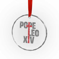 Pope Leo XIV Crystal Glass Ornament First American Pope Catholic Religious Cross - Wonder Print Shop