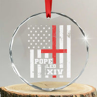 Pope Leo XIV Crystal Glass Ornament First American Pope Catholic Religious Cross American Flag - Wonder Print Shop
