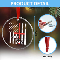 Pope Leo XIV Crystal Glass Ornament First American Pope Catholic Religious Cross American Flag - Wonder Print Shop